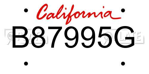 B87995G California License Plate