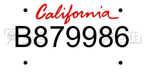 B879986 California License Plate