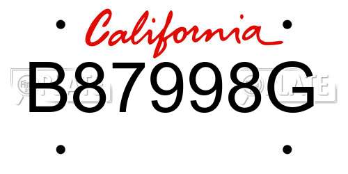 B87998G California License Plate