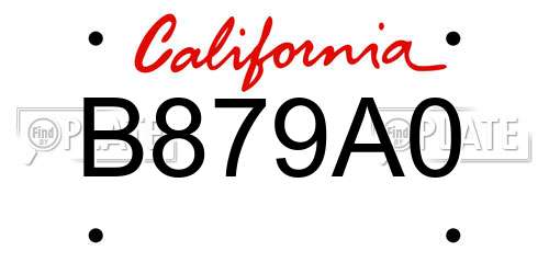 B879A0 California License Plate