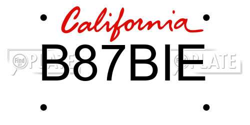 B87BIE California License Plate