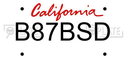 B87BSD California License Plate