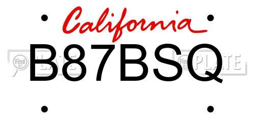 B87BSQ California License Plate