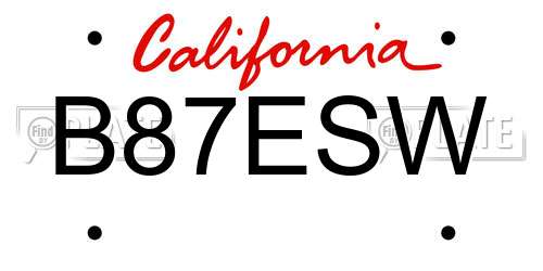 B87ESW California License Plate