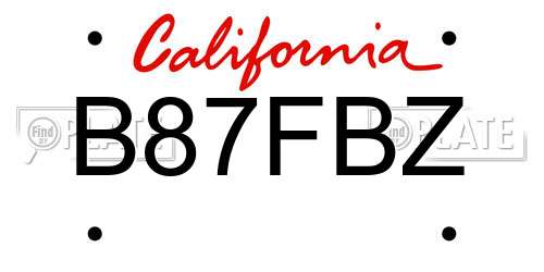 B87FBZ California License Plate