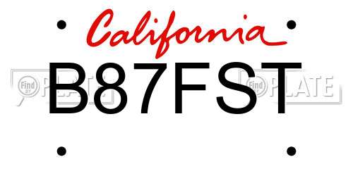 B87FST California License Plate