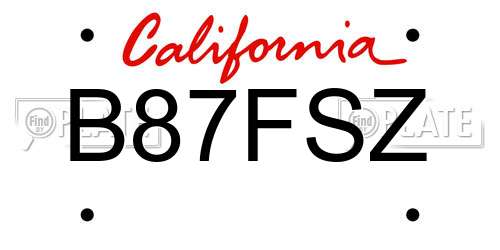 B87FSZ California License Plate