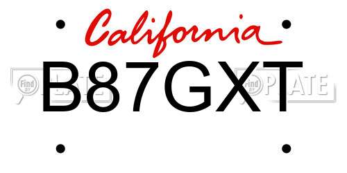 B87GXT California License Plate