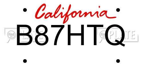 B87HTQ California License Plate