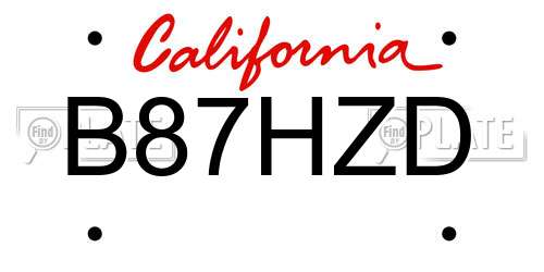 B87HZD California License Plate