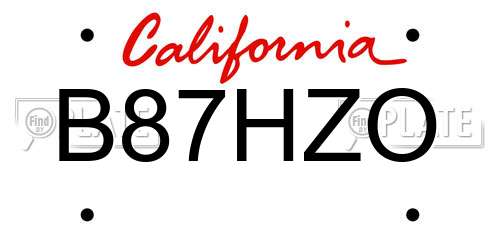B87HZO California License Plate