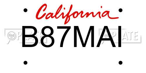 B87MAI California License Plate
