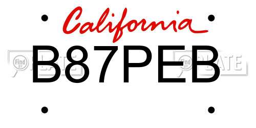 B87PEB California License Plate