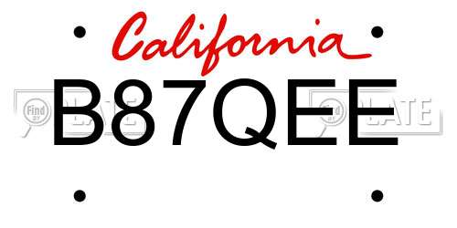 B87QEE California License Plate