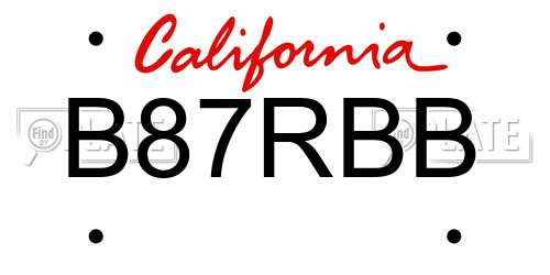 B87RBB California License Plate