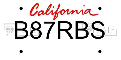 B87RBS California License Plate