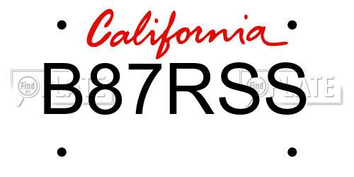 B87RSS California License Plate
