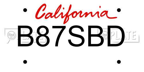 B87SBD California License Plate