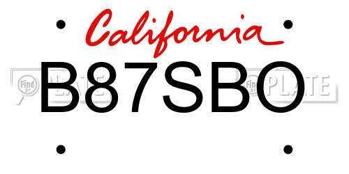 B87SBO California License Plate