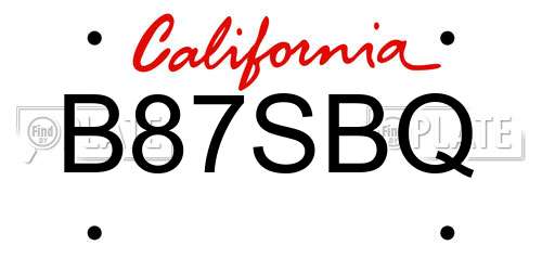 B87SBQ California License Plate