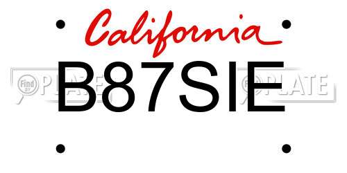B87SIE California License Plate