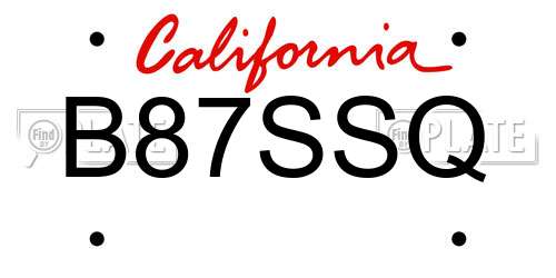 B87SSQ California License Plate