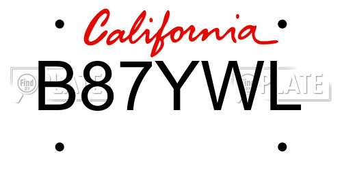 B87YWL California License Plate