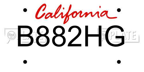 B882HG California License Plate
