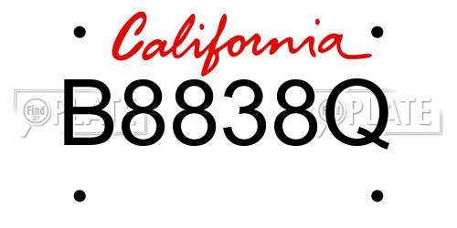 B8838Q California License Plate