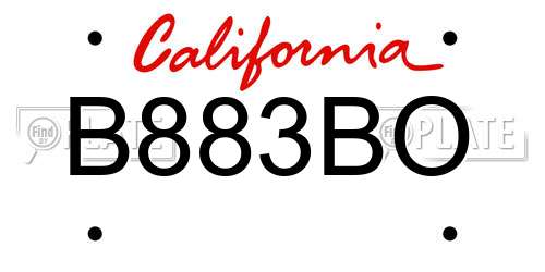 B883BO California License Plate