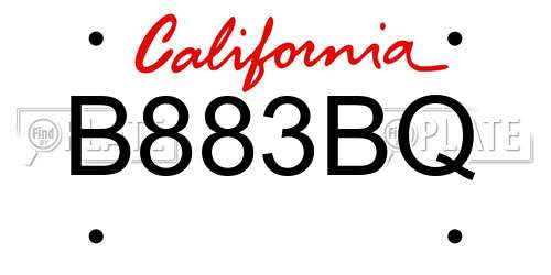 B883BQ California License Plate
