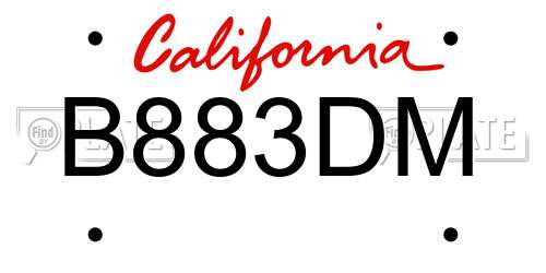 B883DM California License Plate