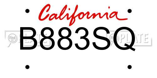 B883SQ California License Plate