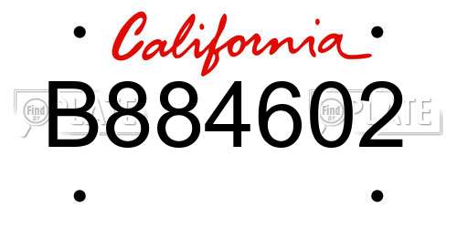 B884602 California License Plate