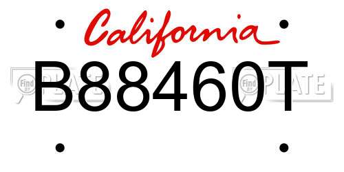 B88460T California License Plate
