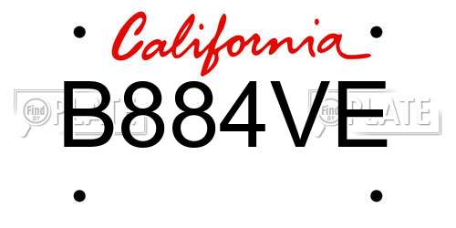 B884VE California License Plate
