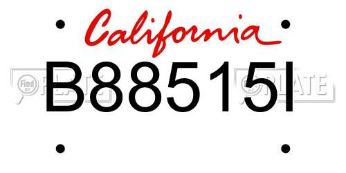 B88515I California License Plate
