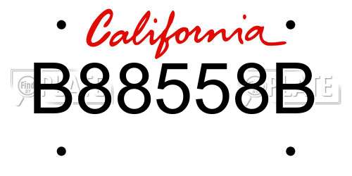 B88558B California License Plate