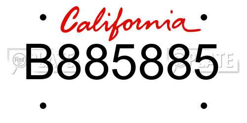 B885885 California License Plate
