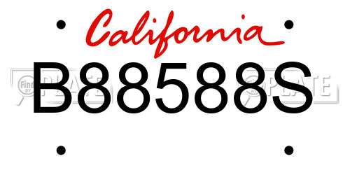 B88588S California License Plate