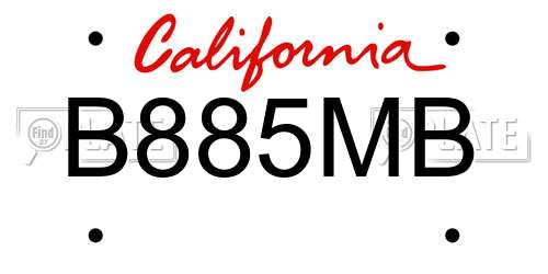 B885MB California License Plate