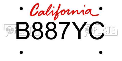B887YC California License Plate