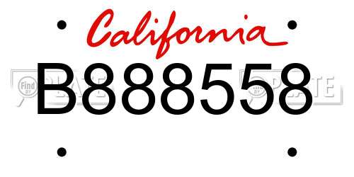 B888558 California License Plate