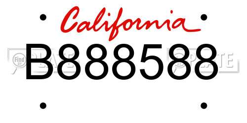 B888588 California License Plate