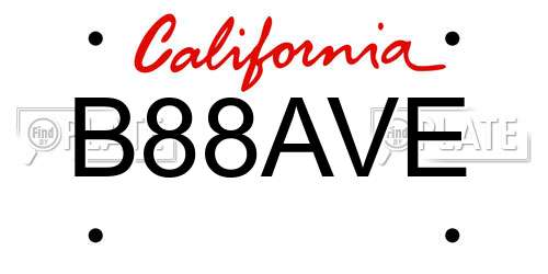 B88AVE California License Plate
