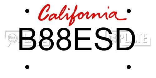 B88ESD California License Plate