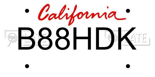 B88HDK California License Plate
