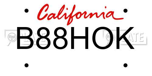B88HOK California License Plate