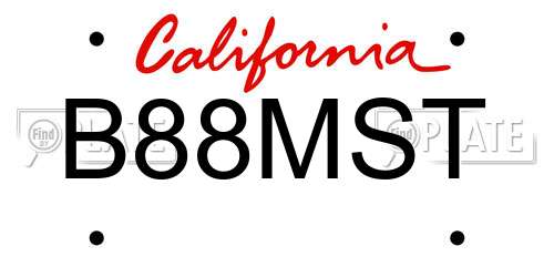 B88MST California License Plate