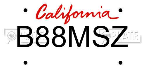 B88MSZ California License Plate